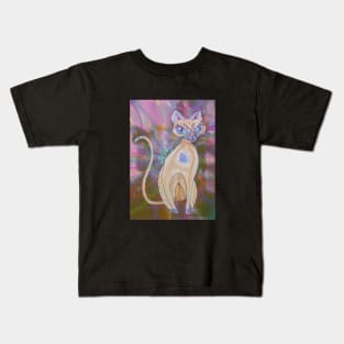 Psychedelic Cat Cartoon Kids T-Shirt